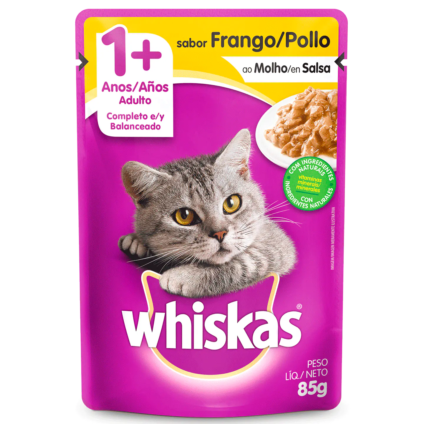ALIMENTO HUMEDO SOBRE WHISKAS 85 GR GATO ADULTO POLLO 1