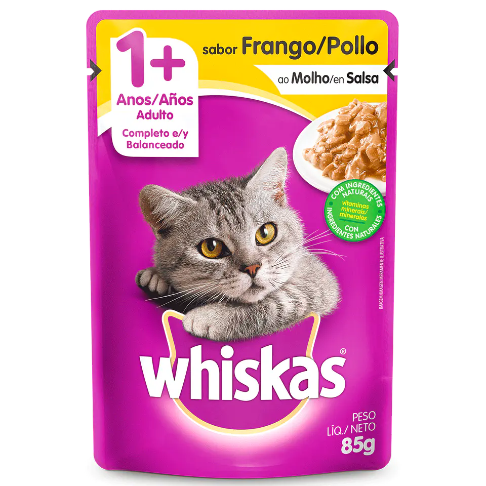 ALIMENTO HUMEDO SOBRE WHISKAS 85 GR GATO ADULTO POLLO 1