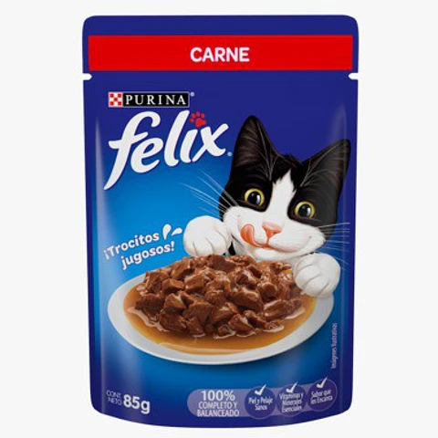 ALIMENTO HUMEDO POUCH FELIX GATO ADULTO CARNE 85GRS