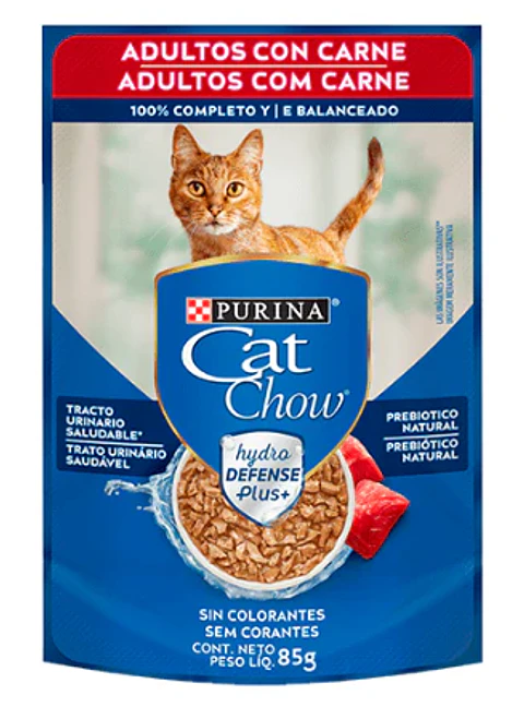 ALIMENTO HUMEDO PARA GATO ADULTO CAT CHOW PURINA SABOR CARNE 85 GRS