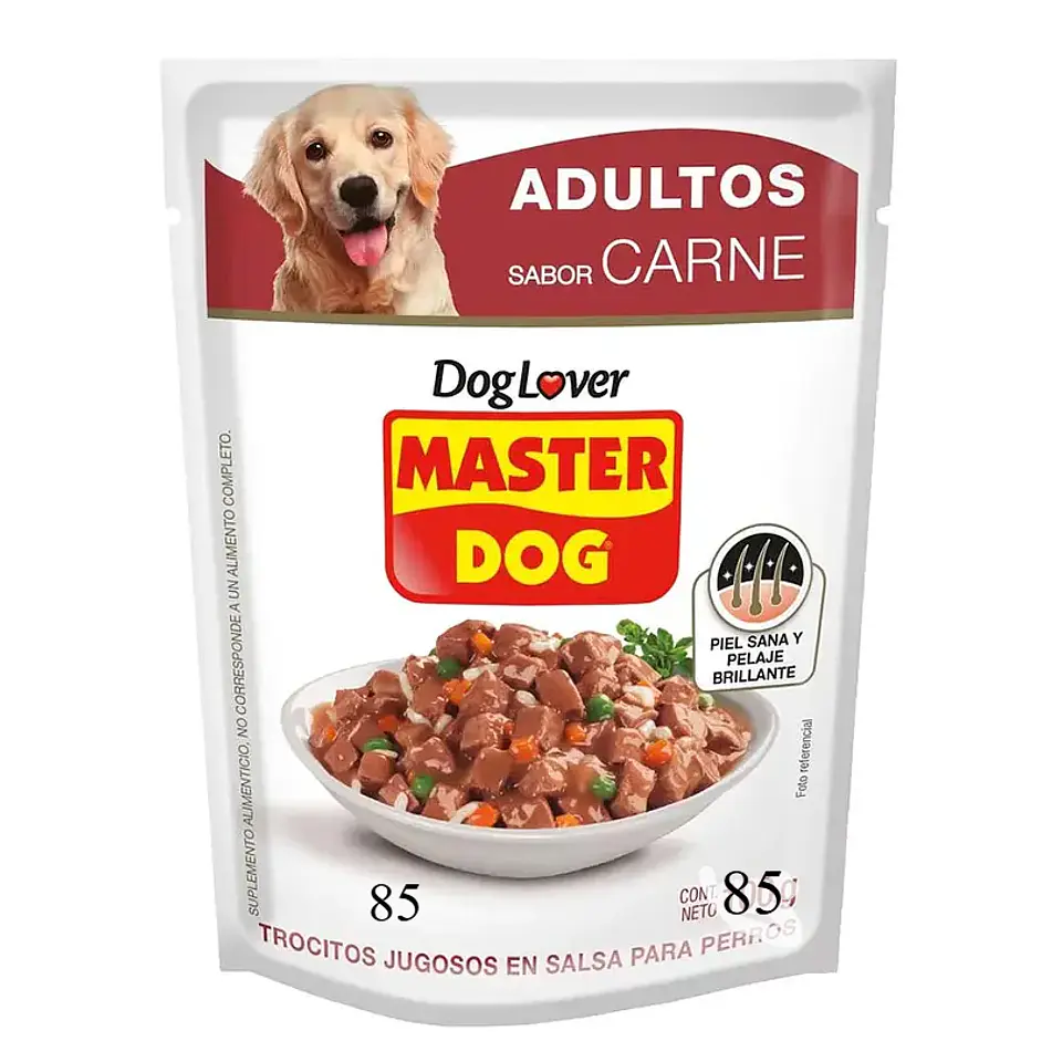 ALIMENTO HUMEDO SOBRE MASTERDOG 85 GR PERRO ADULTO CARNE 1