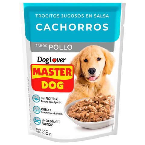 ALIMENTO HUMEDO SOBRE MASTERDOG 85 GR PERRO CACHORRO POLLO