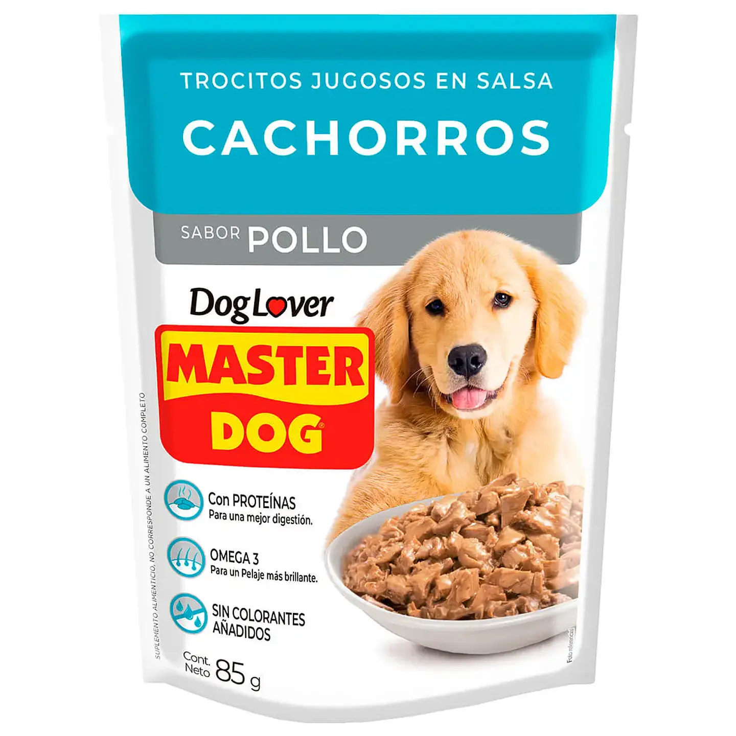 ALIMENTO HUMEDO SOBRE MASTERDOG 85 GR PERRO CACHORRO POLLO 1