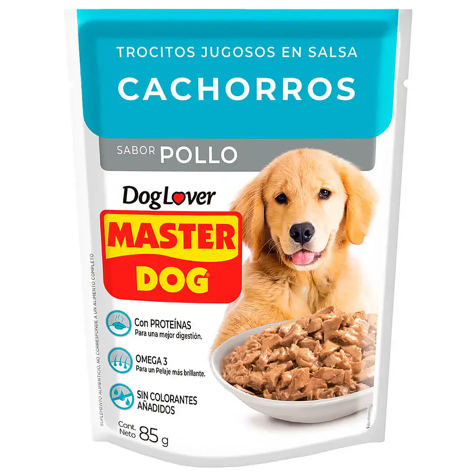 ALIMENTO HUMEDO SOBRE MASTERDOG 85 GR PERRO CACHORRO POLLO 1
