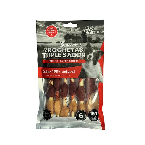 SNACK BROCHETAS TRIPLE SABOR PARA PERROS