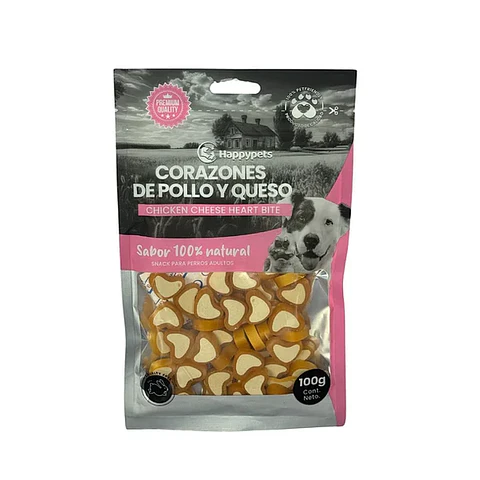 SNACK CORAZONES DE POLLO Y QUESO 100GR