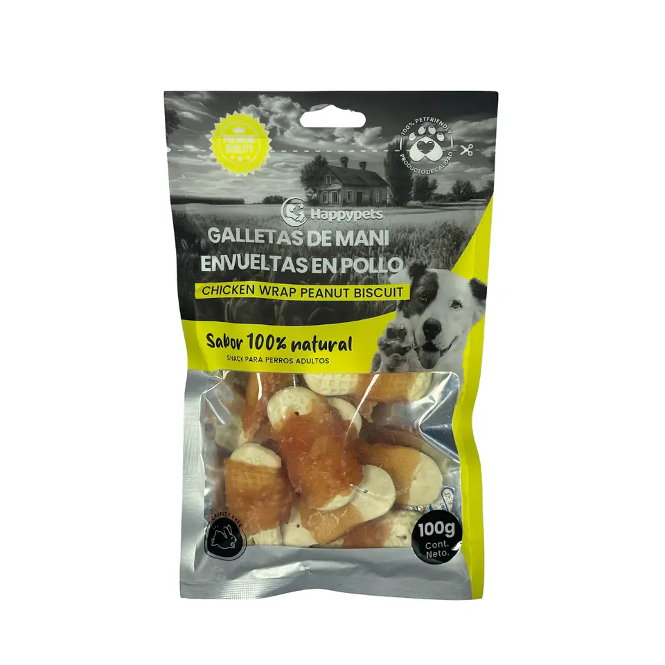 SNACK GALLETAS DE MANI ENVUELTAS EN POLLO 100GR 1