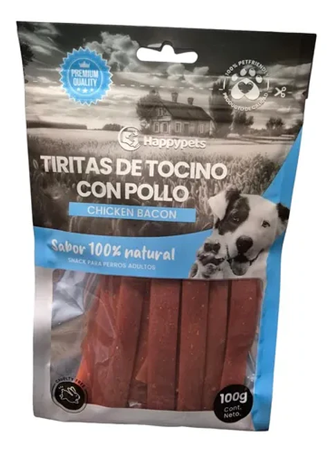 SNACK TIRITAS DE TOCINO CON POLLO 100GR
