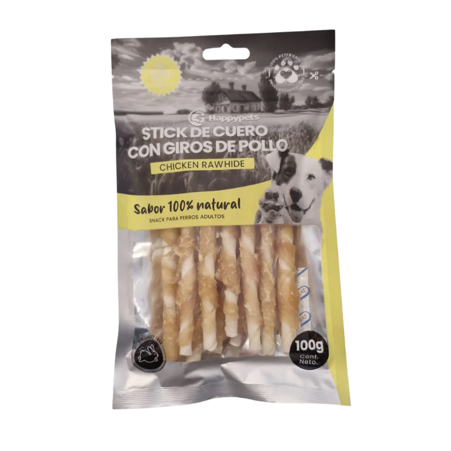 SNACK STICK DE CUERO CON GIROS DE POLLO 100GR 1