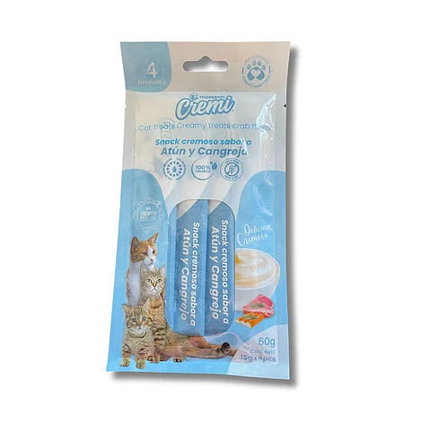 CREMI CREMOSO PREMIO PARA GATOS EN BOLSA DE 4 TUBOS (15GRS X 4 TUBOS)