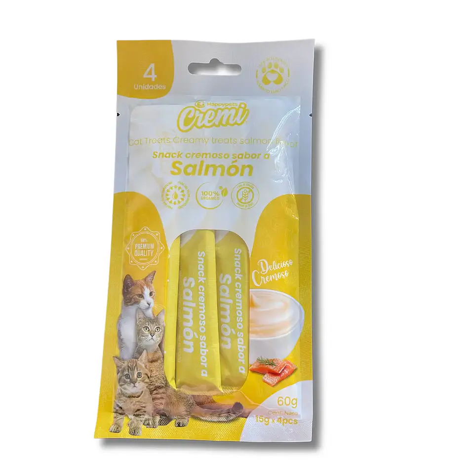 CREMI CREMOSO PREMIO PARA GATOS EN BOLSA DE 4 TUBOS (15GRS X 4 TUBOS) 3