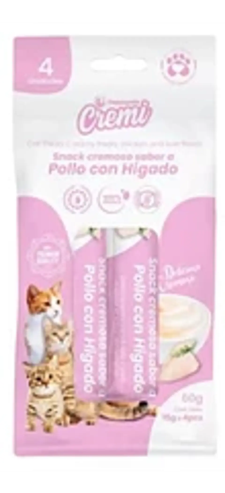 CREMI CREMOSO PREMIO PARA GATOS EN BOLSA DE 4 TUBOS (15GRS X 4 TUBOS) 4