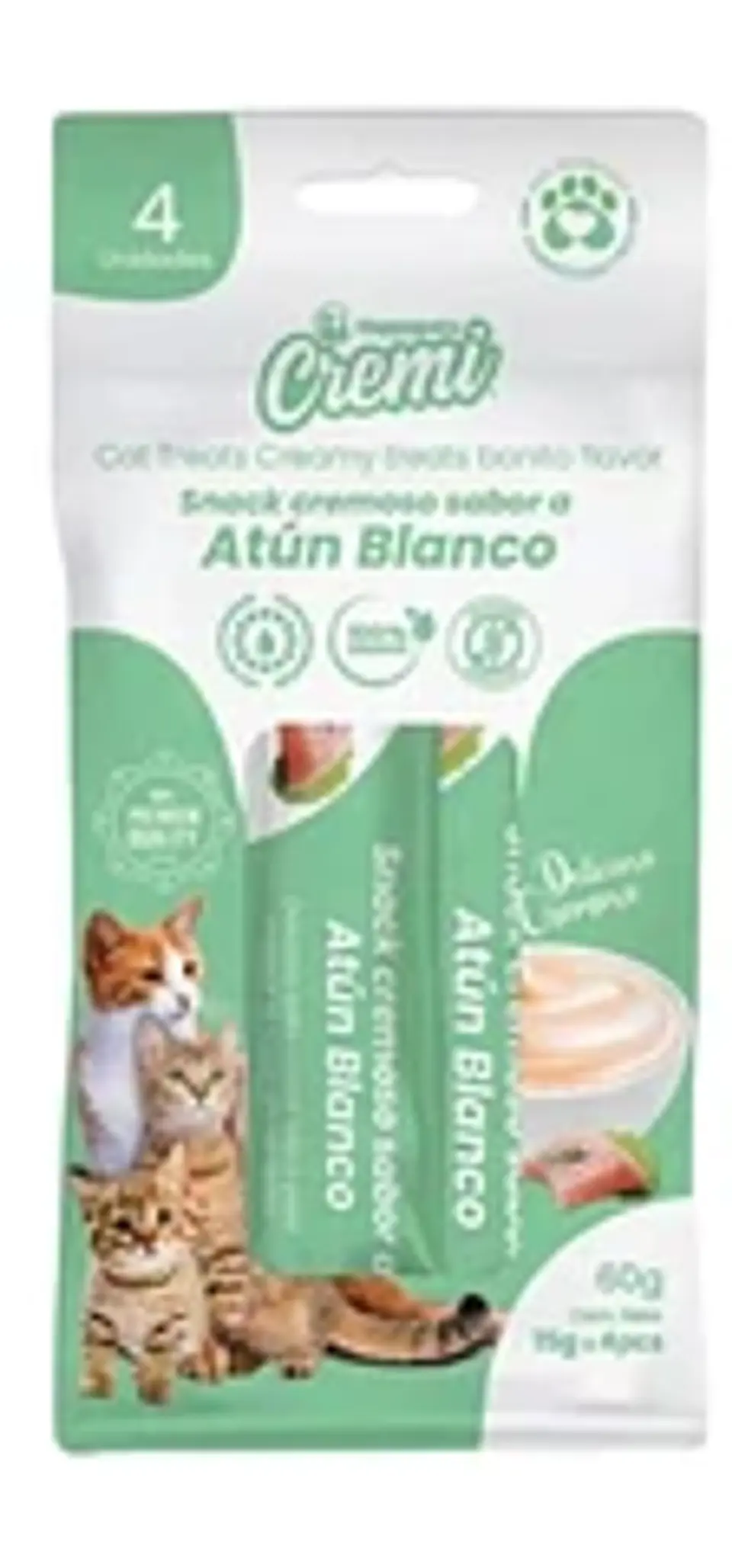 CREMI CREMOSO PREMIO PARA GATOS EN BOLSA DE 4 TUBOS (15GRS X 4 TUBOS) 5