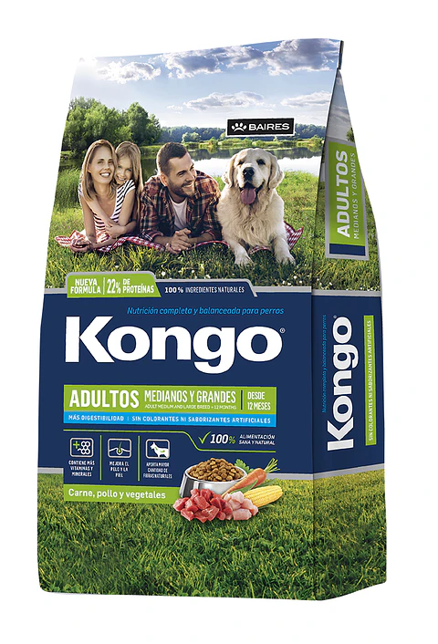 KONGO ALIMENTO PARA PERRO ADULTO RAZAS GRANDES Y MEDIANAS 21 KILOS  