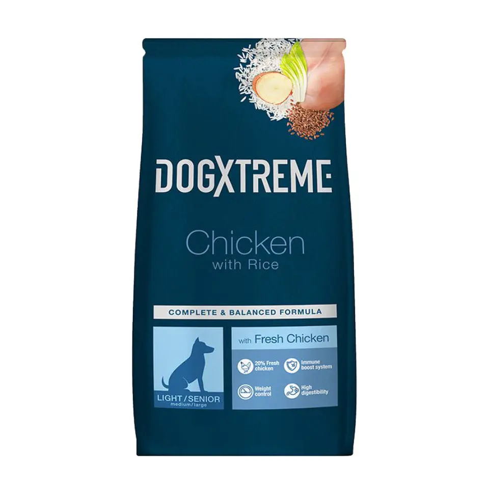 DOGXTREME CHICKEN ALIMENTO PERRO SENIOR/LIGHT RAZA MEDIANA Y GRANDE 12KG 1