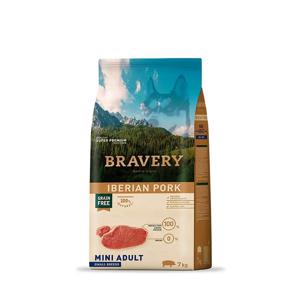 BRAVERY PERRO ADULTO IBERIAN PORK 7 KG LIBRE DE GRANO (RAZAS PEQUEÑAS) 1