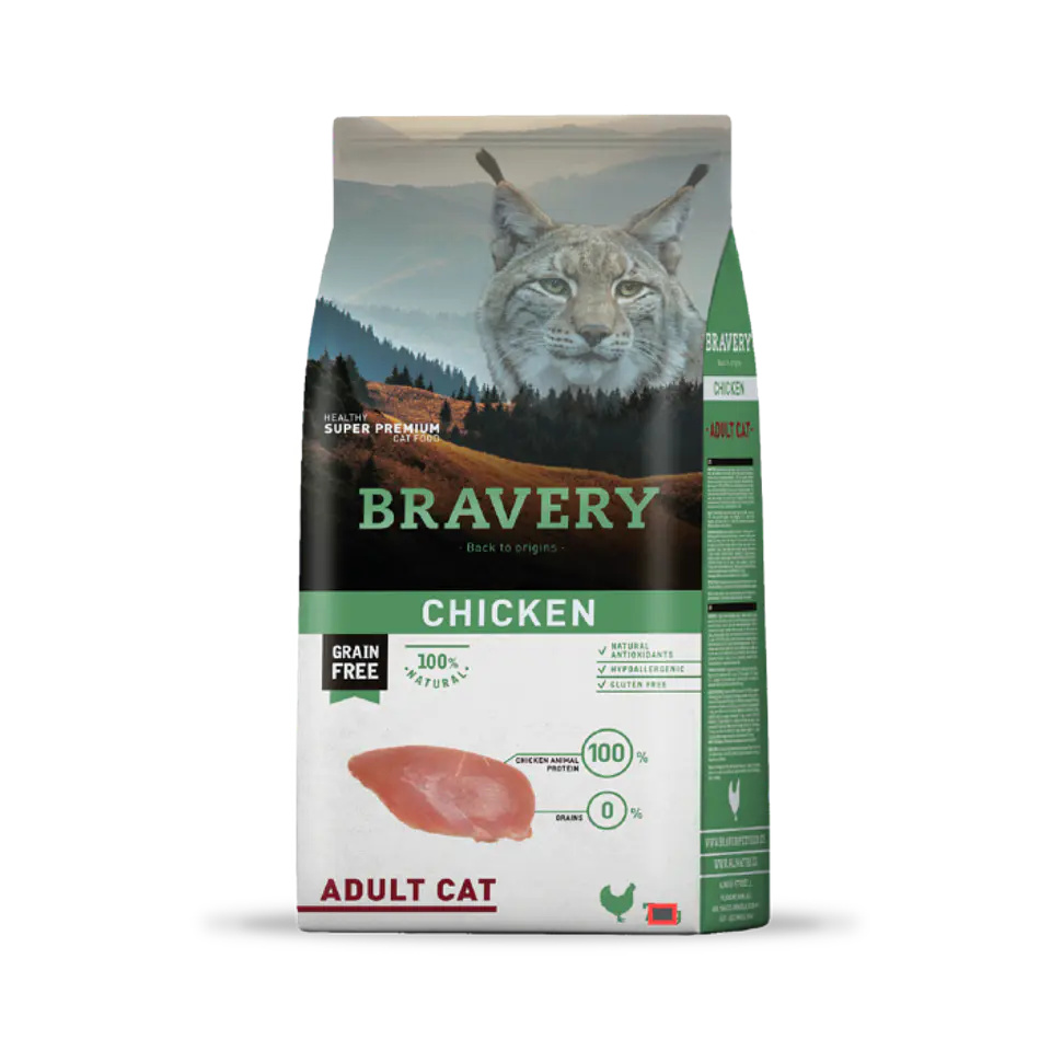 BRAVERY GATO ADULTO POLLO LIBRE GRANO 1