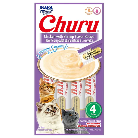 CHURU GATO POLLO CAMARON BOLSA CON 4 TUBOS