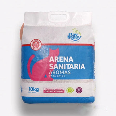 ARENA SANITARIA AGLUTINANTE 10 KG STAY HAPPY AROMA NATURAL