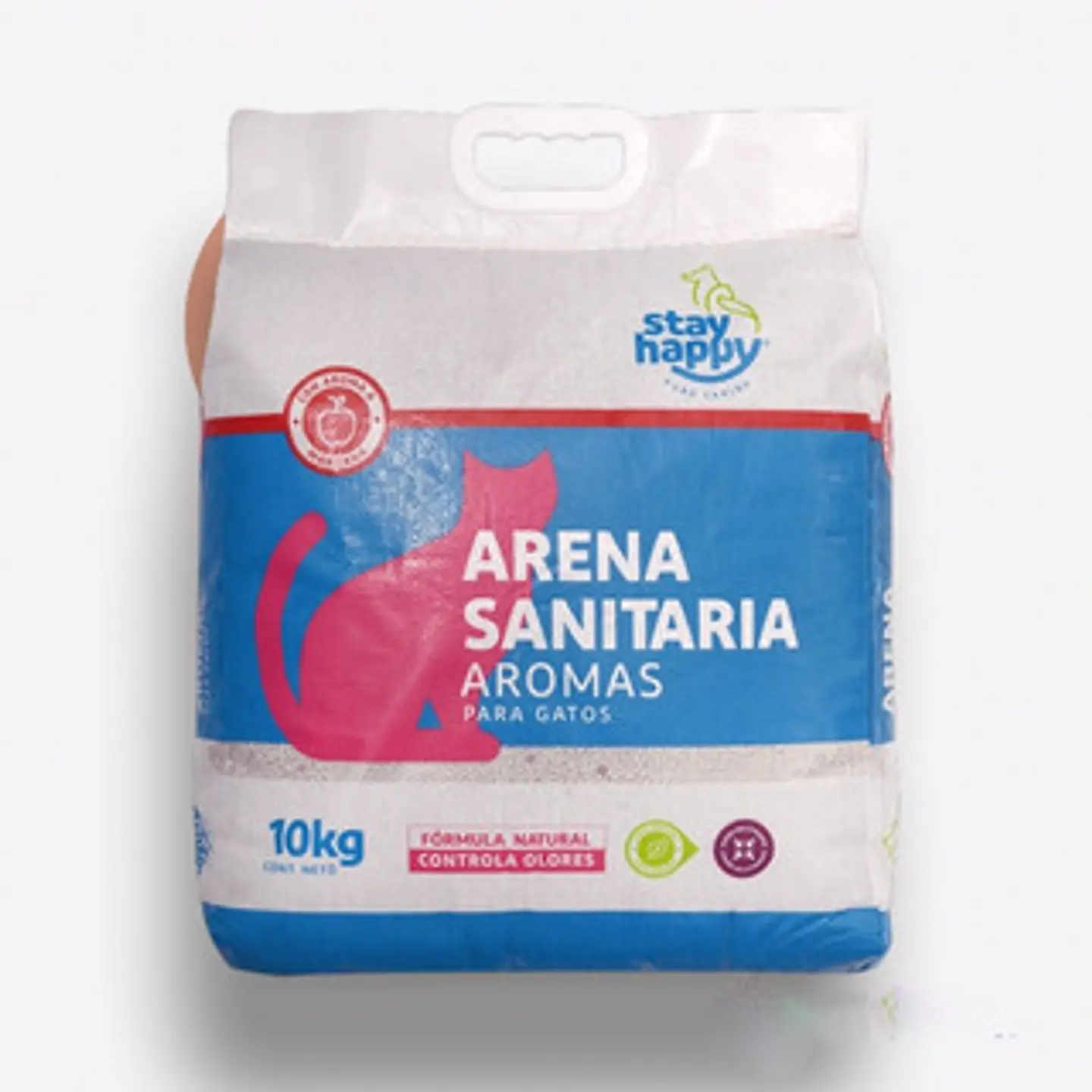 ARENA SANITARIA AGLUTINANTE 10 KG STAY HAPPY AROMA NATURAL 1