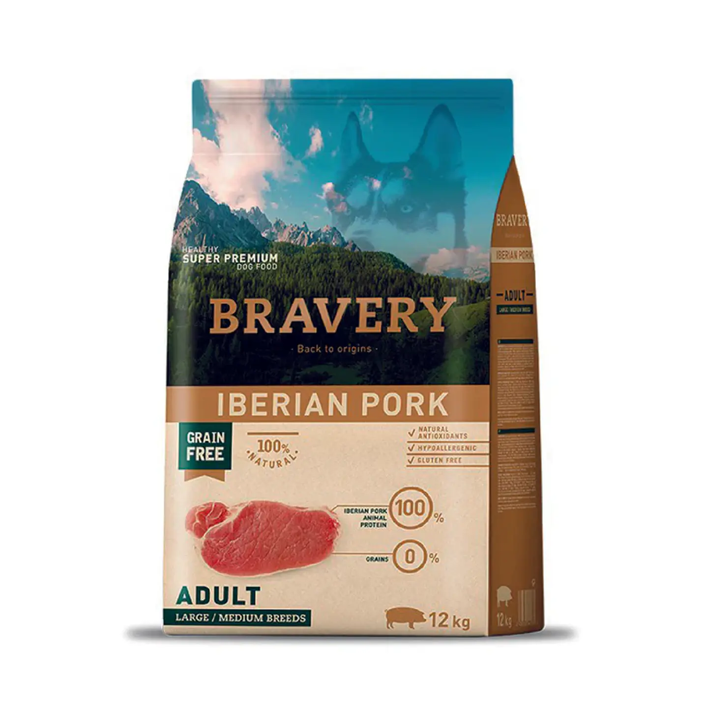 BRAVERY PORK ADULTO ALIMENTO PARA PERRO 12 KG 1