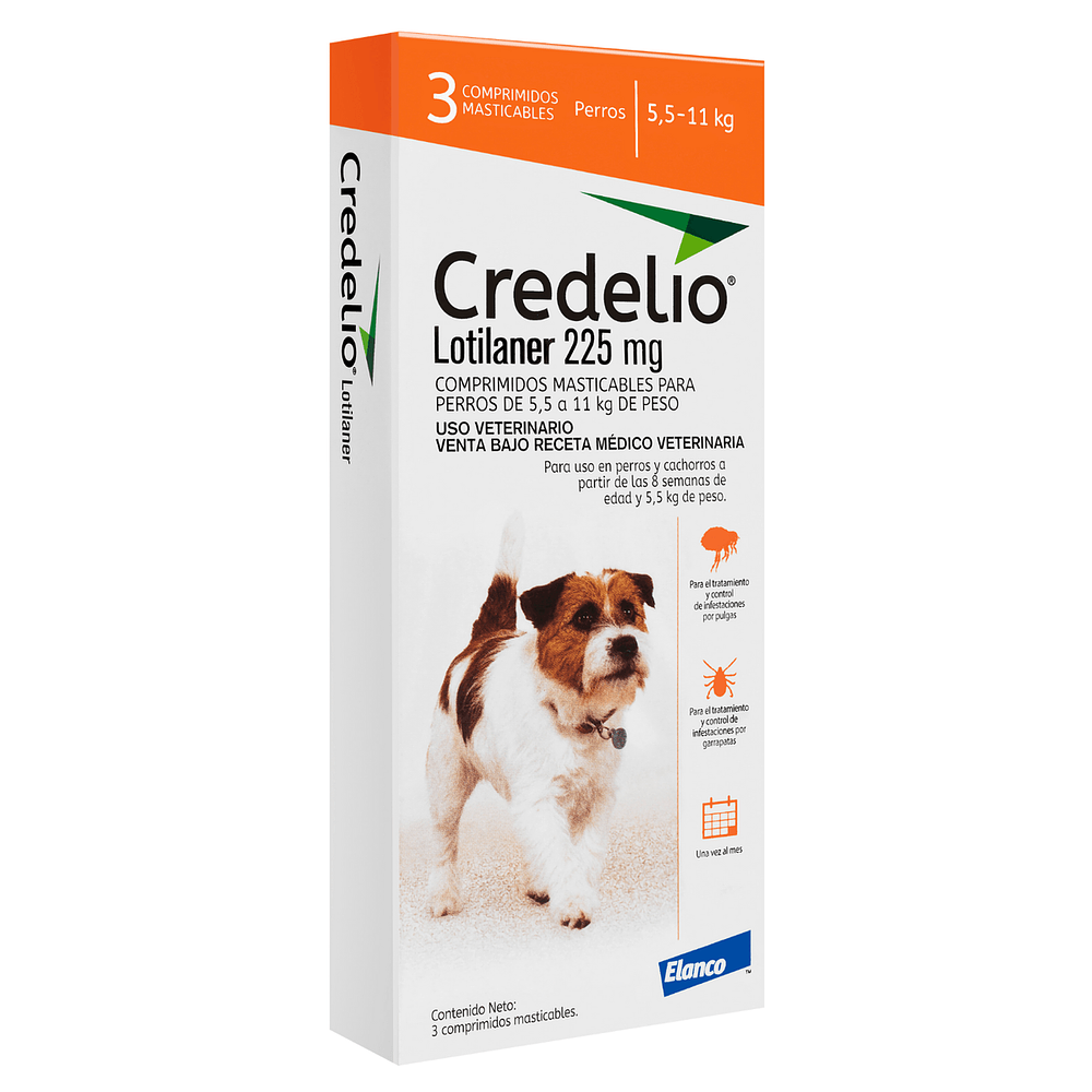 ANTIPARASITARIO CREDELIO 225MG 3 COMP 5,5KG A 11KG