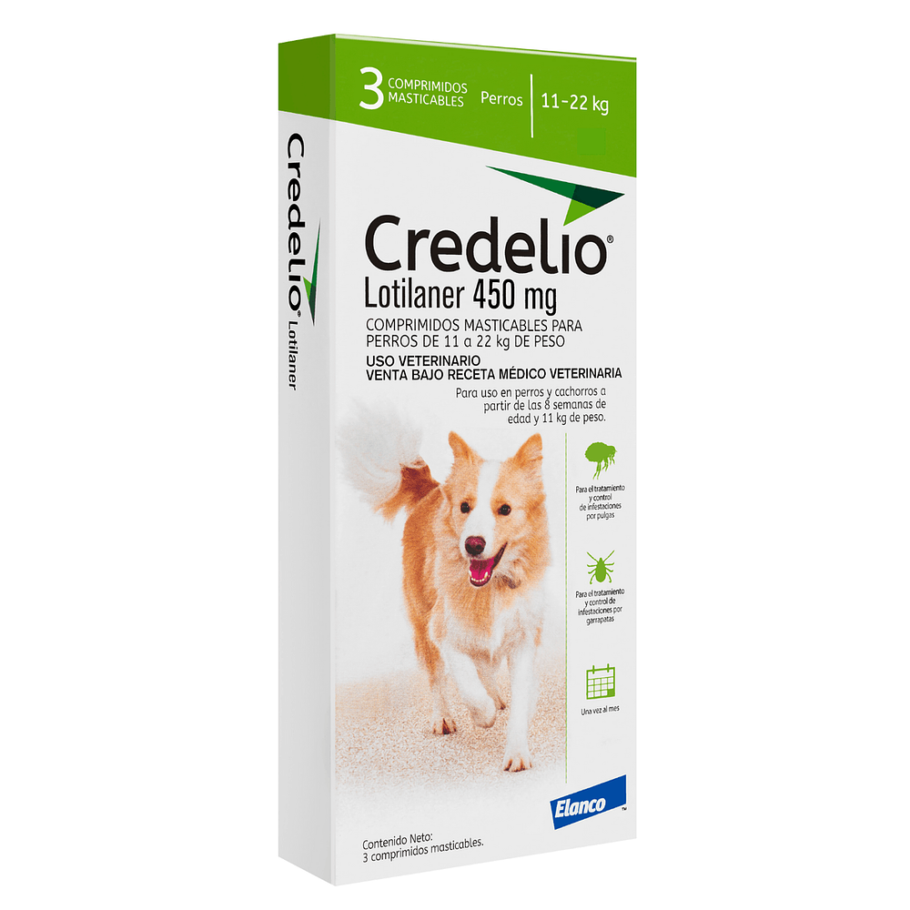 ANTIPARASITARIO CREDELIO 450MG 3 COMP 11KG A 22KG