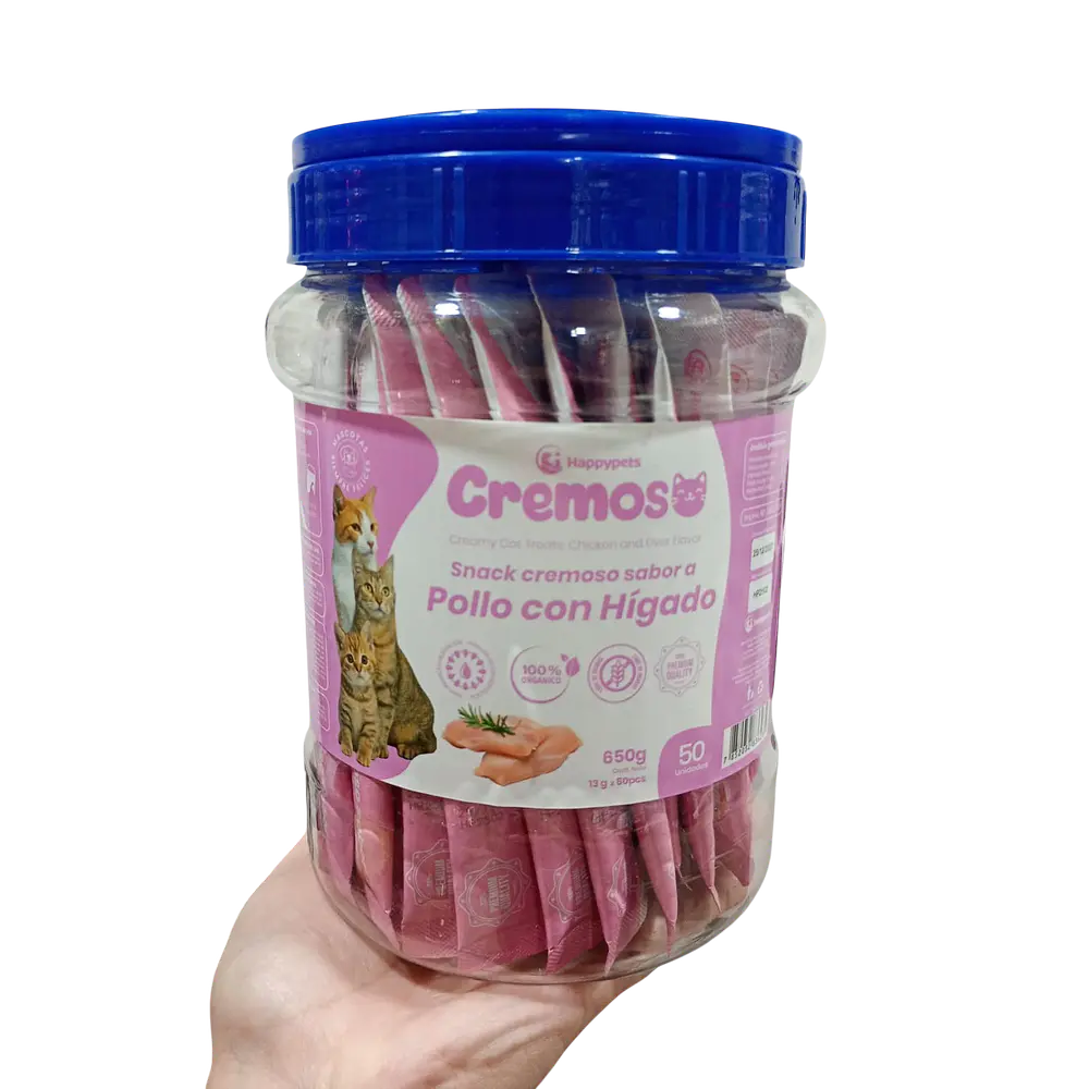 TARRO CON 50 UND CREMI CREMOSO PREMIO PARA GATOS (13GRS X 50 TUBOS)