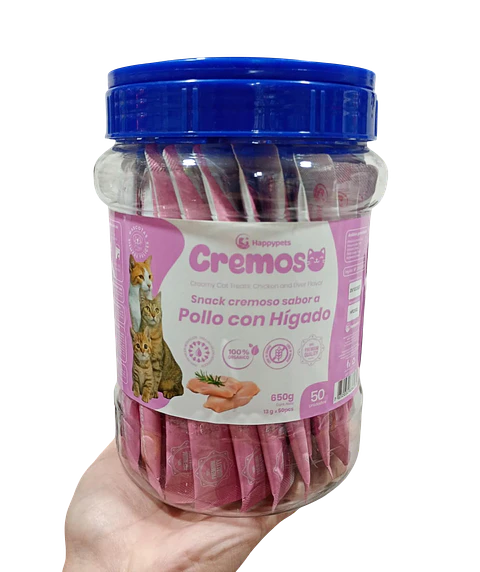 TARRO CON 50 UND CREMI CREMOSO PREMIO PARA GATOS (13GRS X 50 TUBOS)