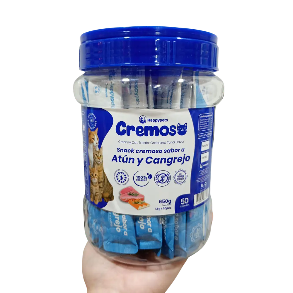 TARRO CON 50 UND CREMI CREMOSO PREMIO PARA GATOS (13GRS X 50 TUBOS)