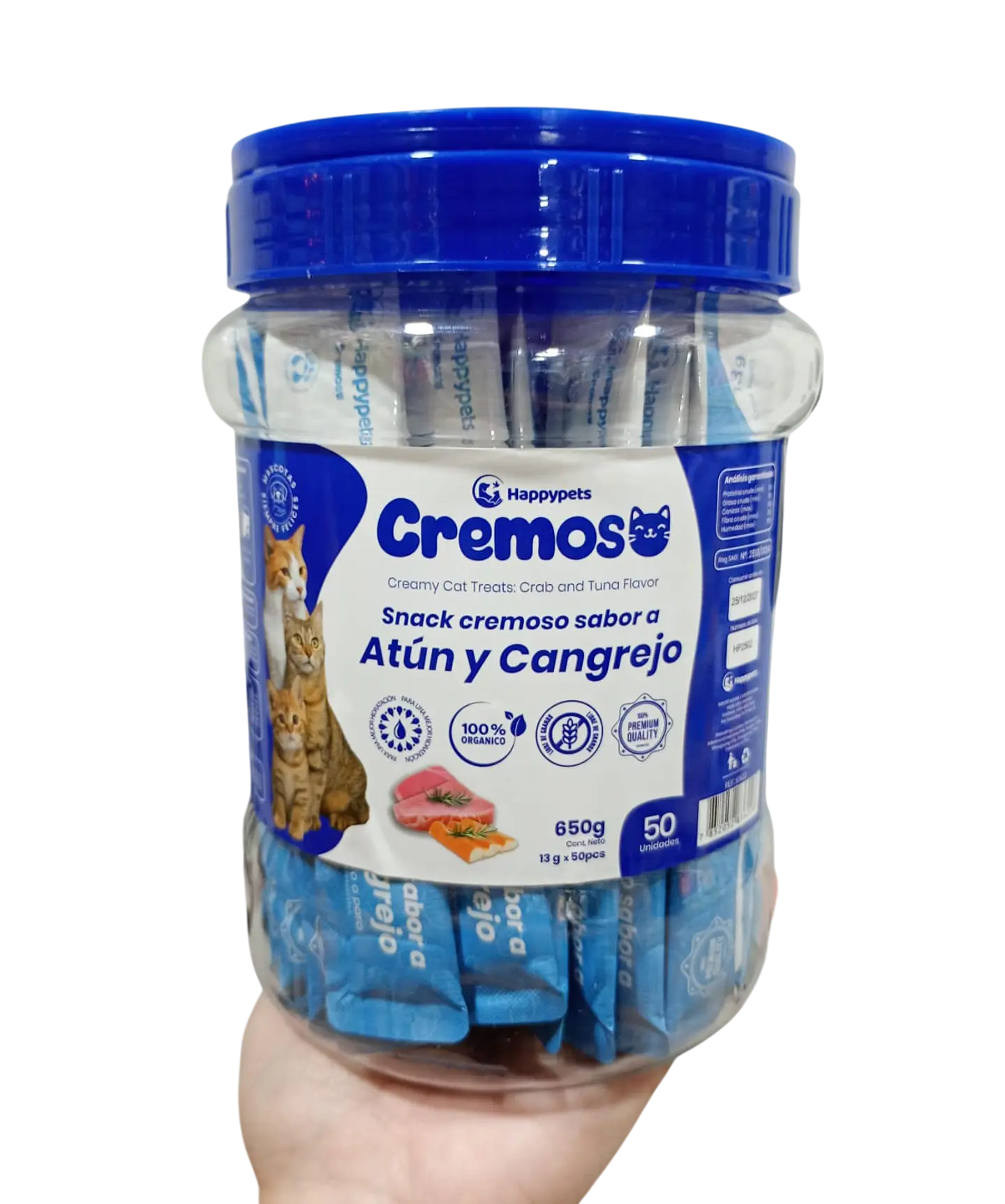 TARRO CON 50 UND CREMI CREMOSO PREMIO PARA GATOS (13GRS X 50 TUBOS) 2