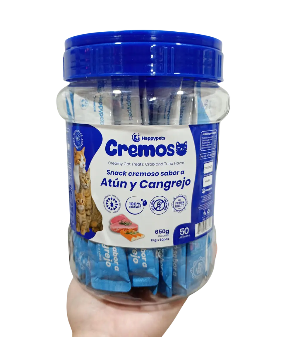 TARRO CON 50 UND CREMI CREMOSO PREMIO PARA GATOS (13GRS X 50 TUBOS) 2