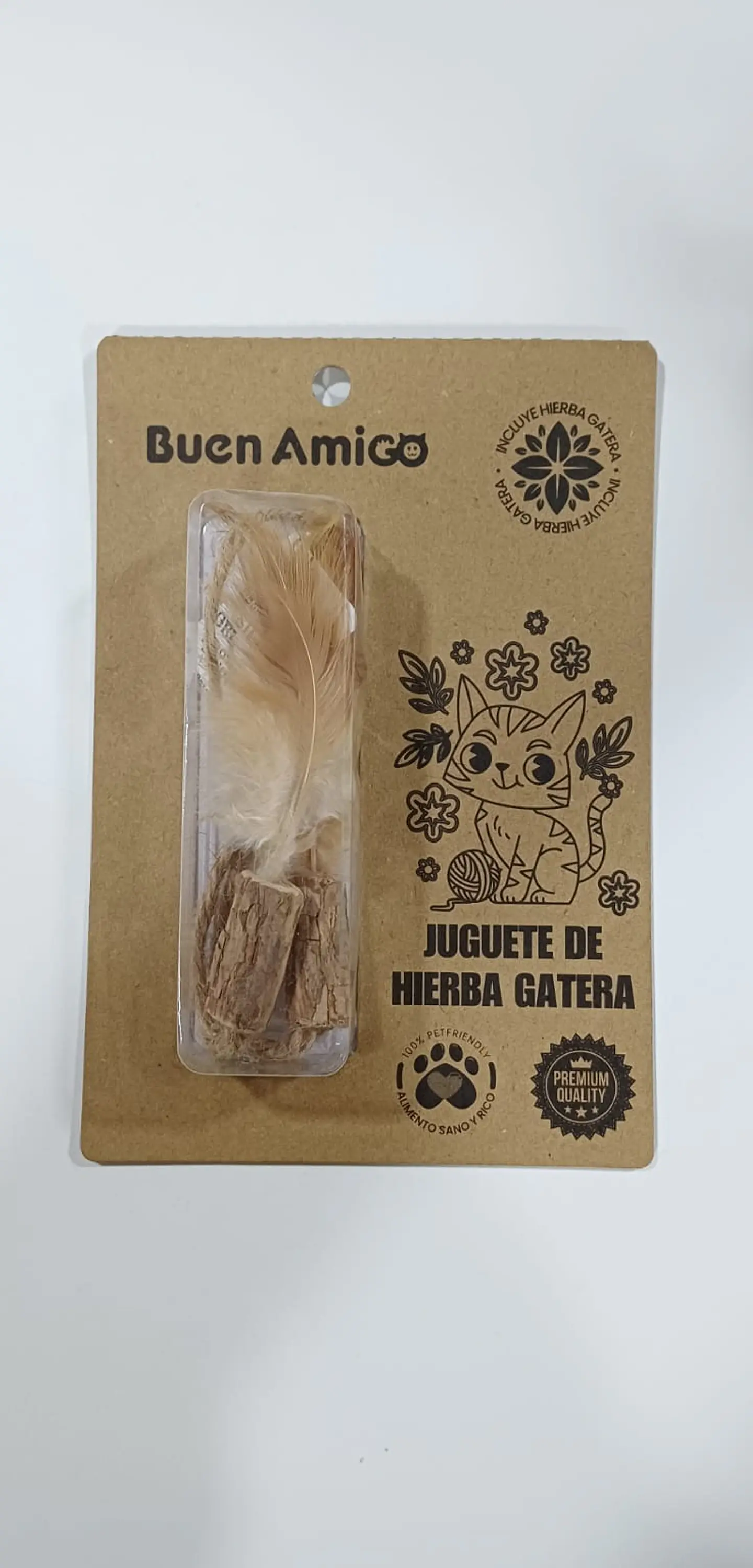 JUGUETE DE HIERBA GATERA CON PLUMA 1