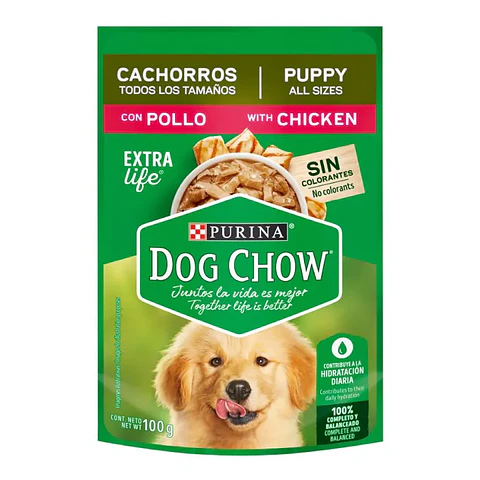 ALIMENTO HUMEDO DOG CHOW PERRO CACHORRO SABOR POLLO  100GRS