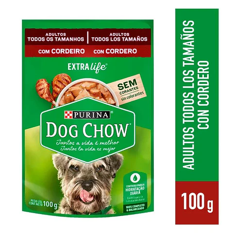ALIMENTO HUMEDO DOG CHOW SABOR CORDERO PARA PERRO ADULTO TODOS LOS TAMAÑOS 100GRS