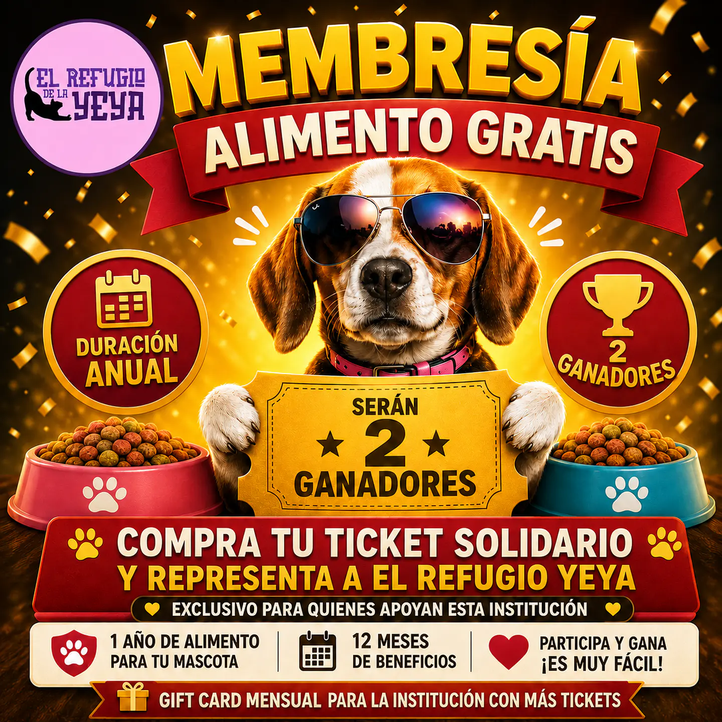 MEMBRESIA PARA UN AÑO DE ALIMENTO PARA PERRO O GATO (INSTITUCIONES) 1