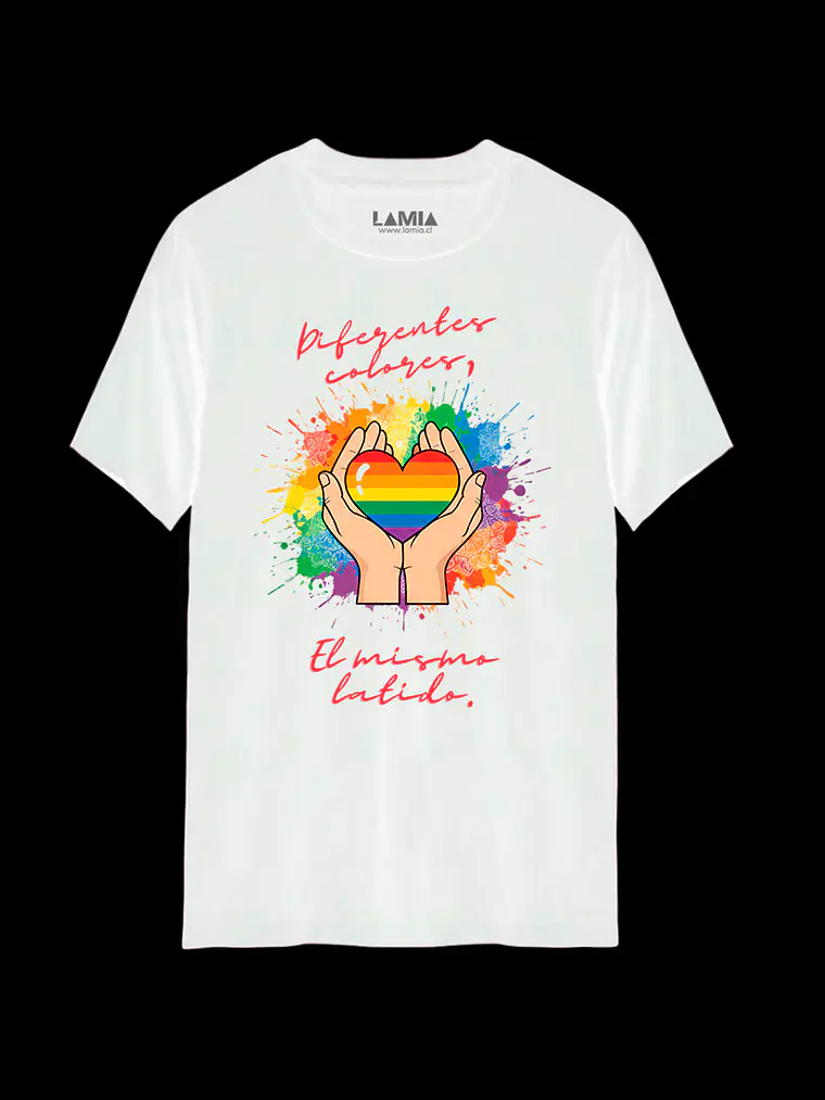 Polera Diferentes colores, el mismo latido - dia del amor - lgbtq+ Línea Premium #1 2