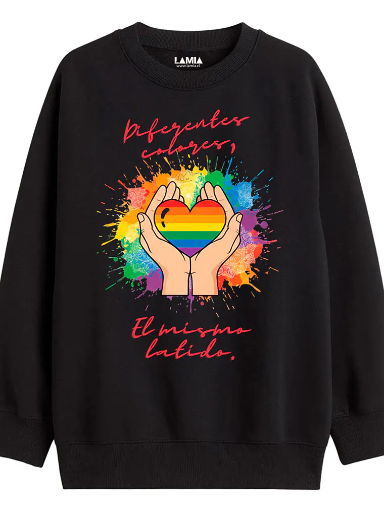 Polerón Diferentes colores, el mismo latido - dia del amor - lgbtq+ Línea Premium #1 1