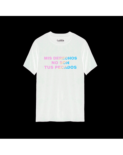 Polera Mis derechos no son tus pecados Línea Premium #1 - Blanca
