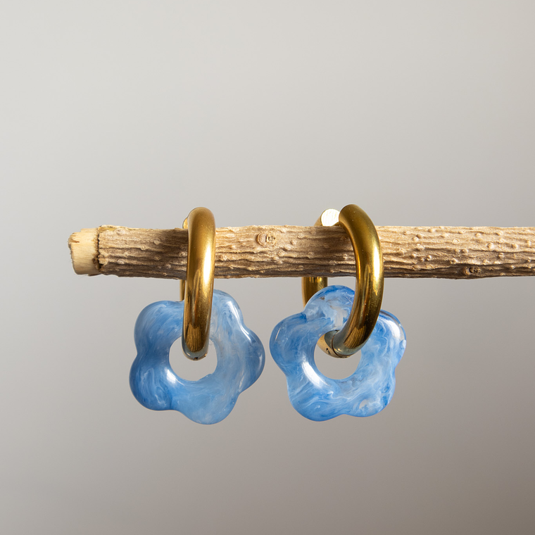 Charms Flores Resina Celeste 1