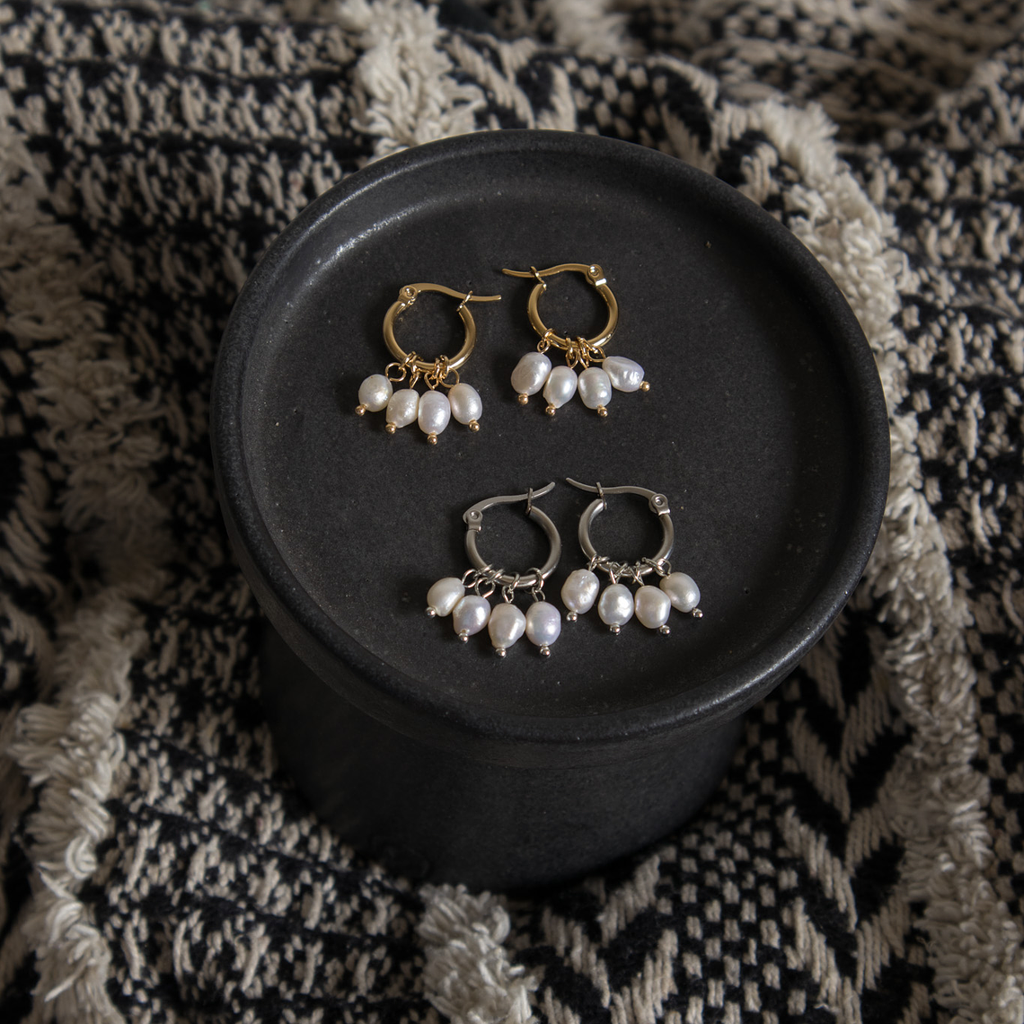 Aros Abelia - Con perlas de rio chicas 1