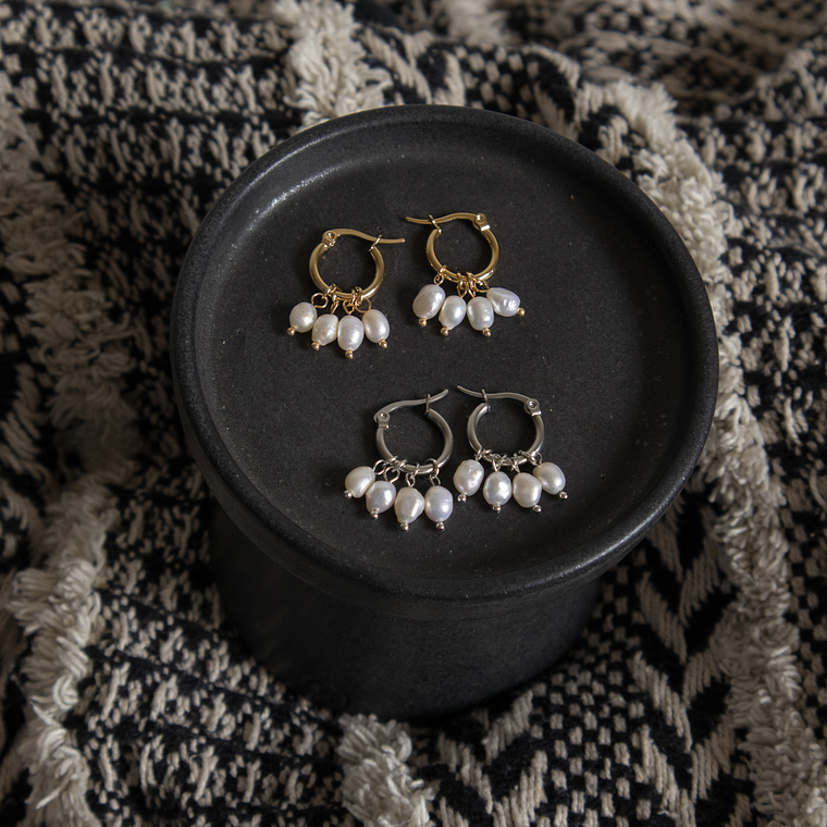 Aros Abelia - Con perlas de rio chicas 1