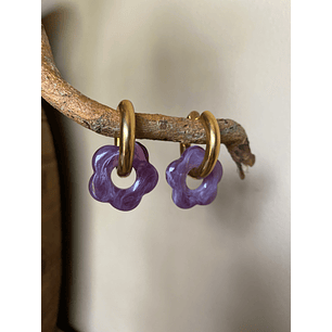 Charms Flores Resina Moradas