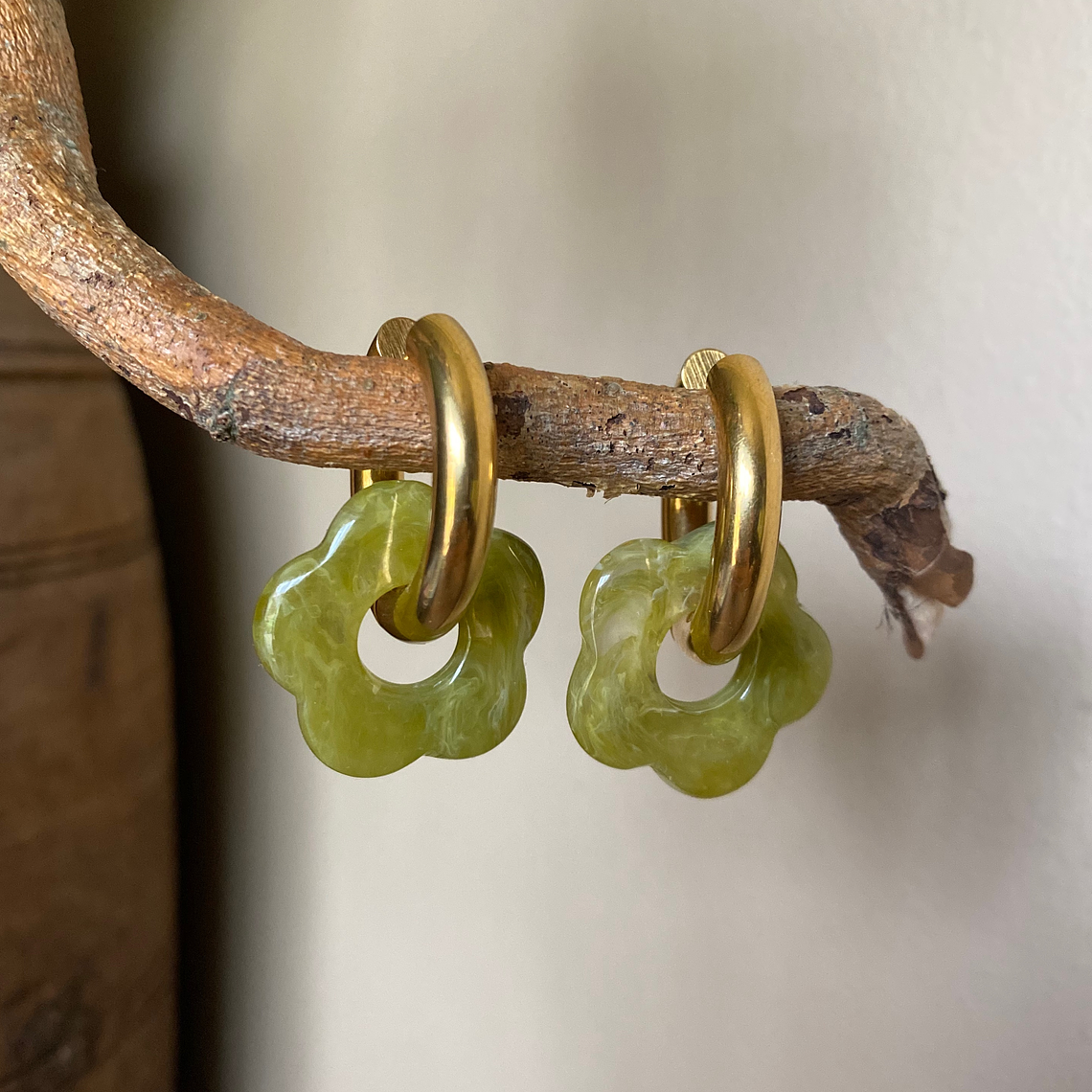 Charms Flores Resina Verde Claro 1