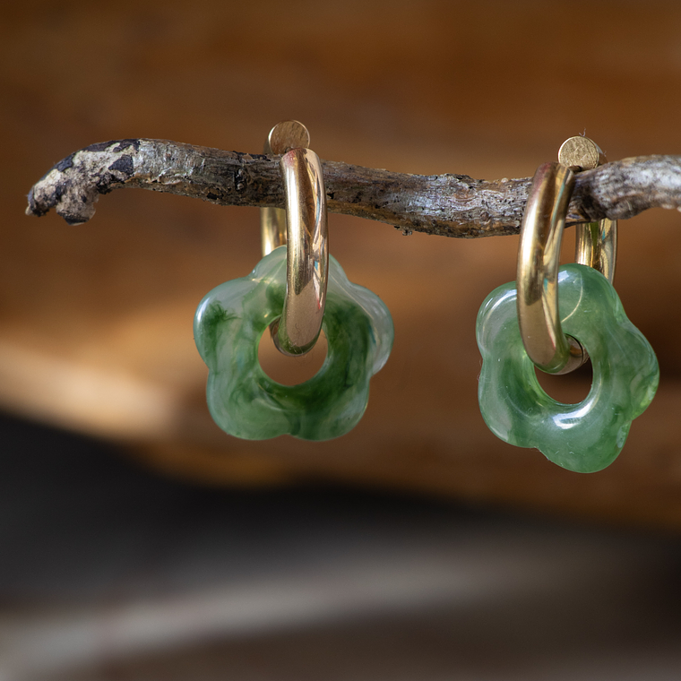 Charms Flores Resina Verde Oscuro 1