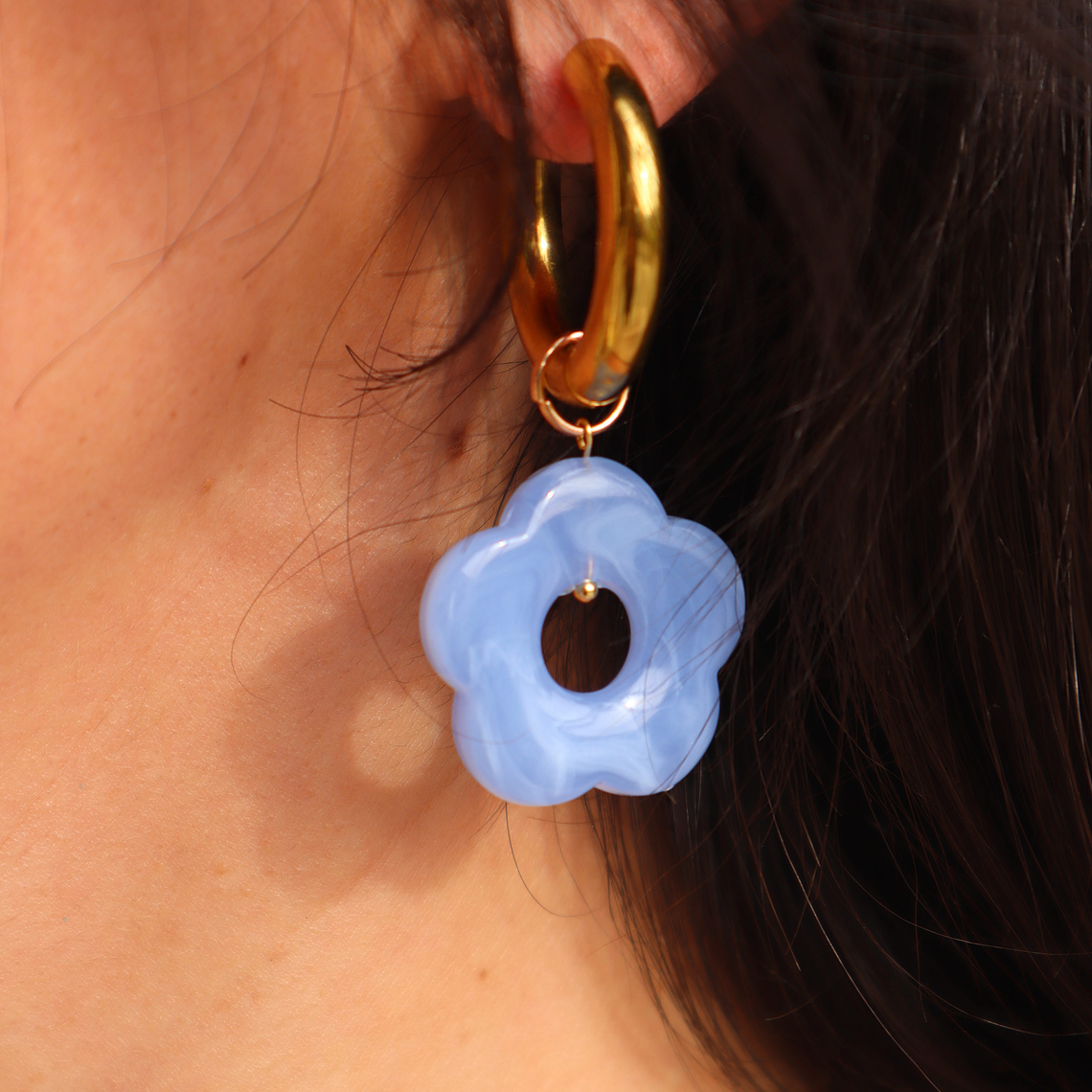 Charms Flores Colgantes Celeste Lila Base Gold 1