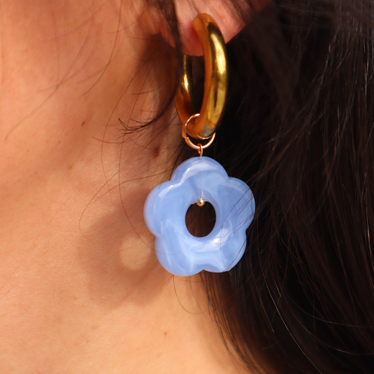 Charms Flores Colgantes Celeste Lila Base Gold 1