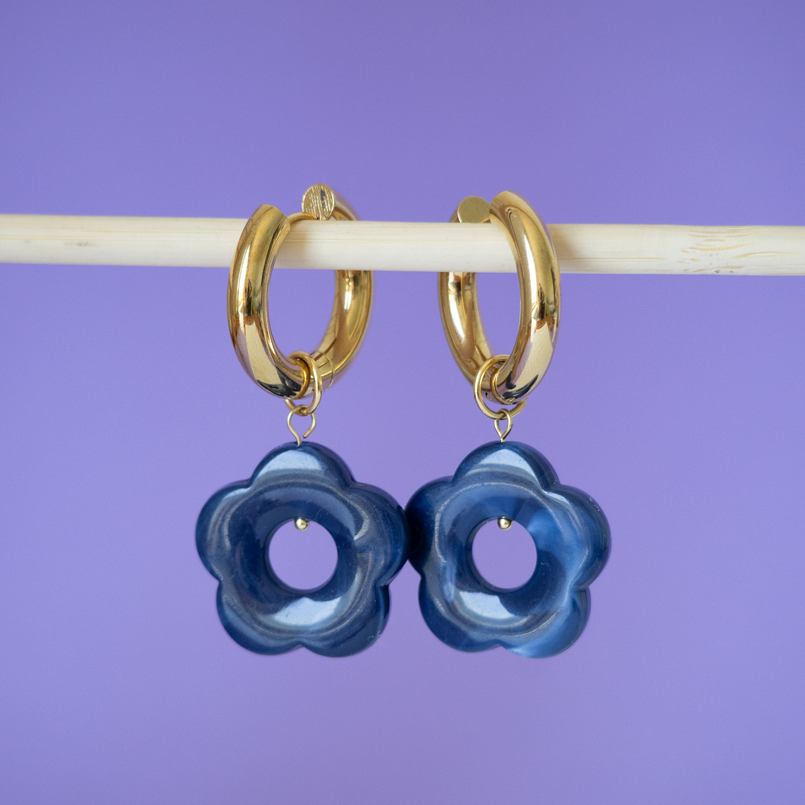 Charms Flores Colgantes Azul Base Gold 1