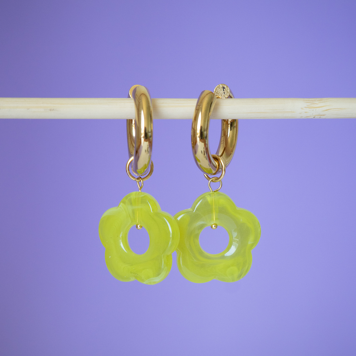 Charms Flores Colgantes Amarillo Transparente Base Gold 1