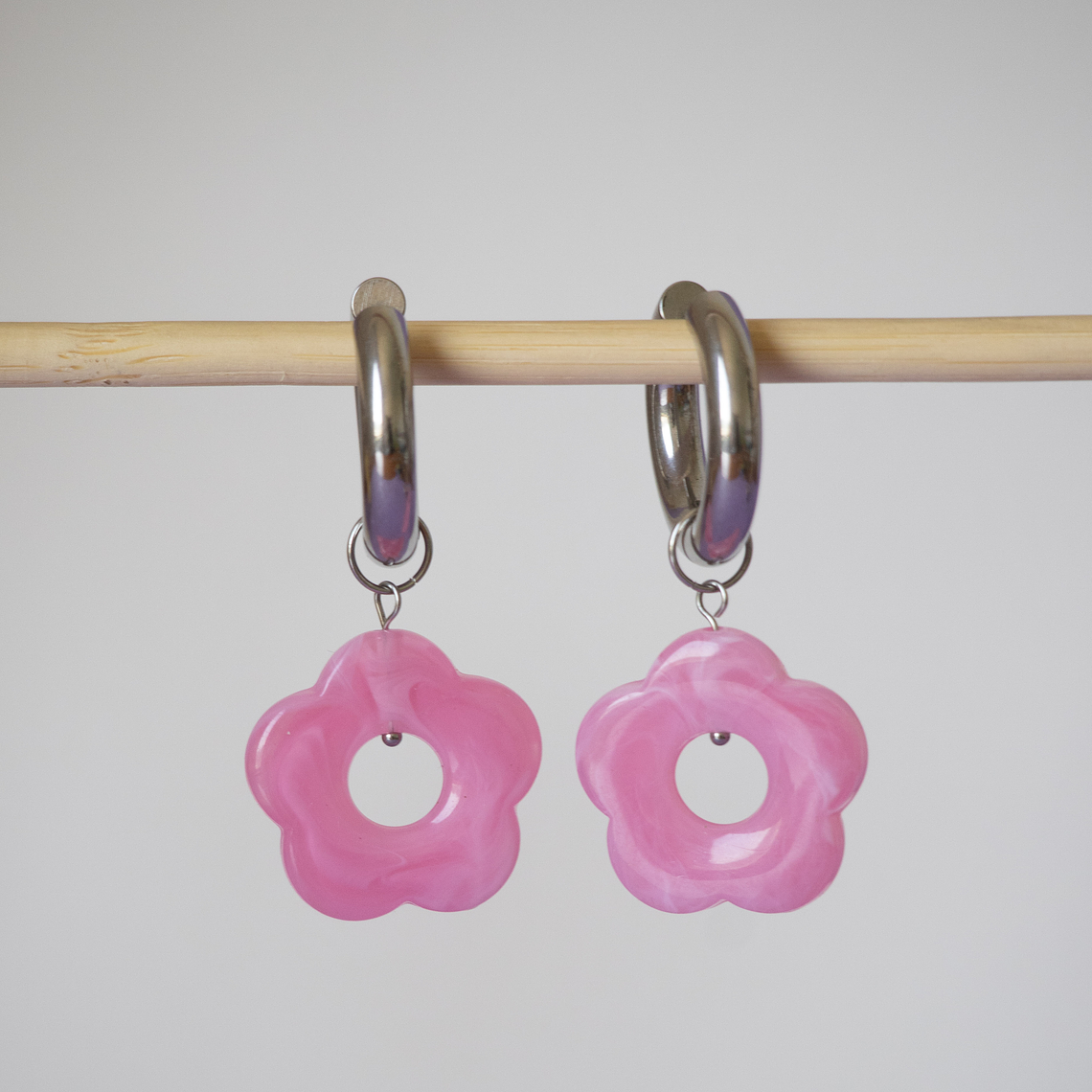 Charms Flores Colgantes Rosado Base Silver 2